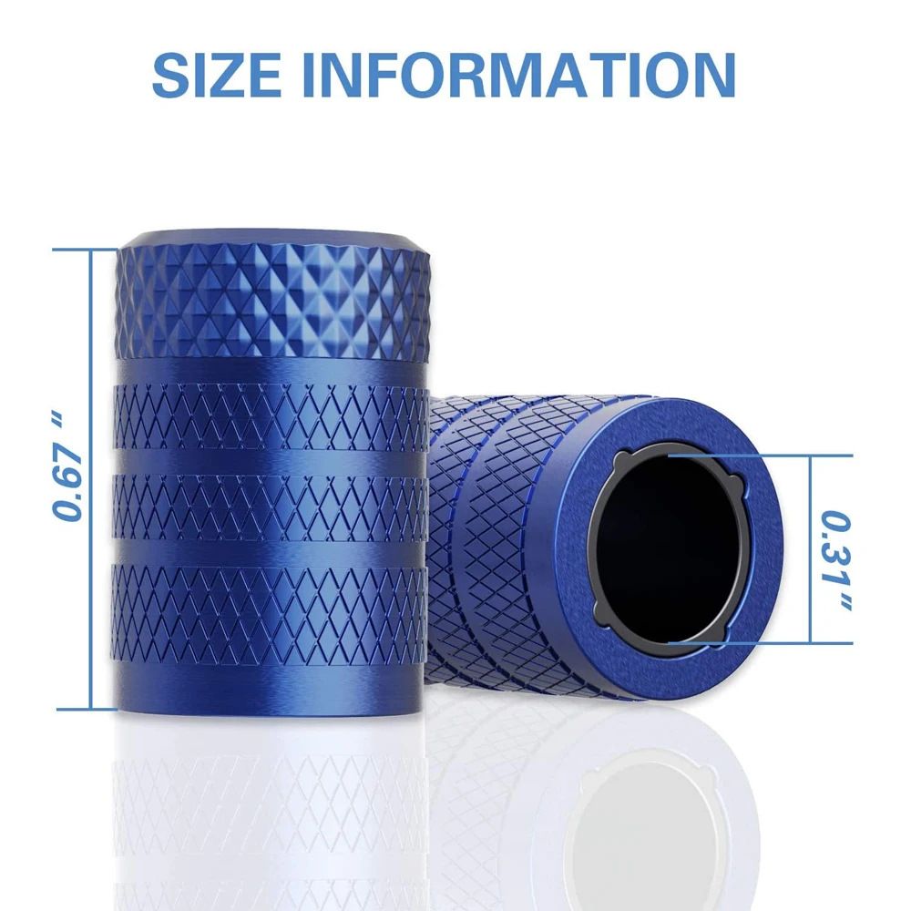 4-Pack Blue Aluminum Car Tyre Valve Stem Caps - Heavy Duty Dustproof Air Valve Covers with Internal Anti-Seize Plastic Lining for Cars SUVs Trucks - Image 4