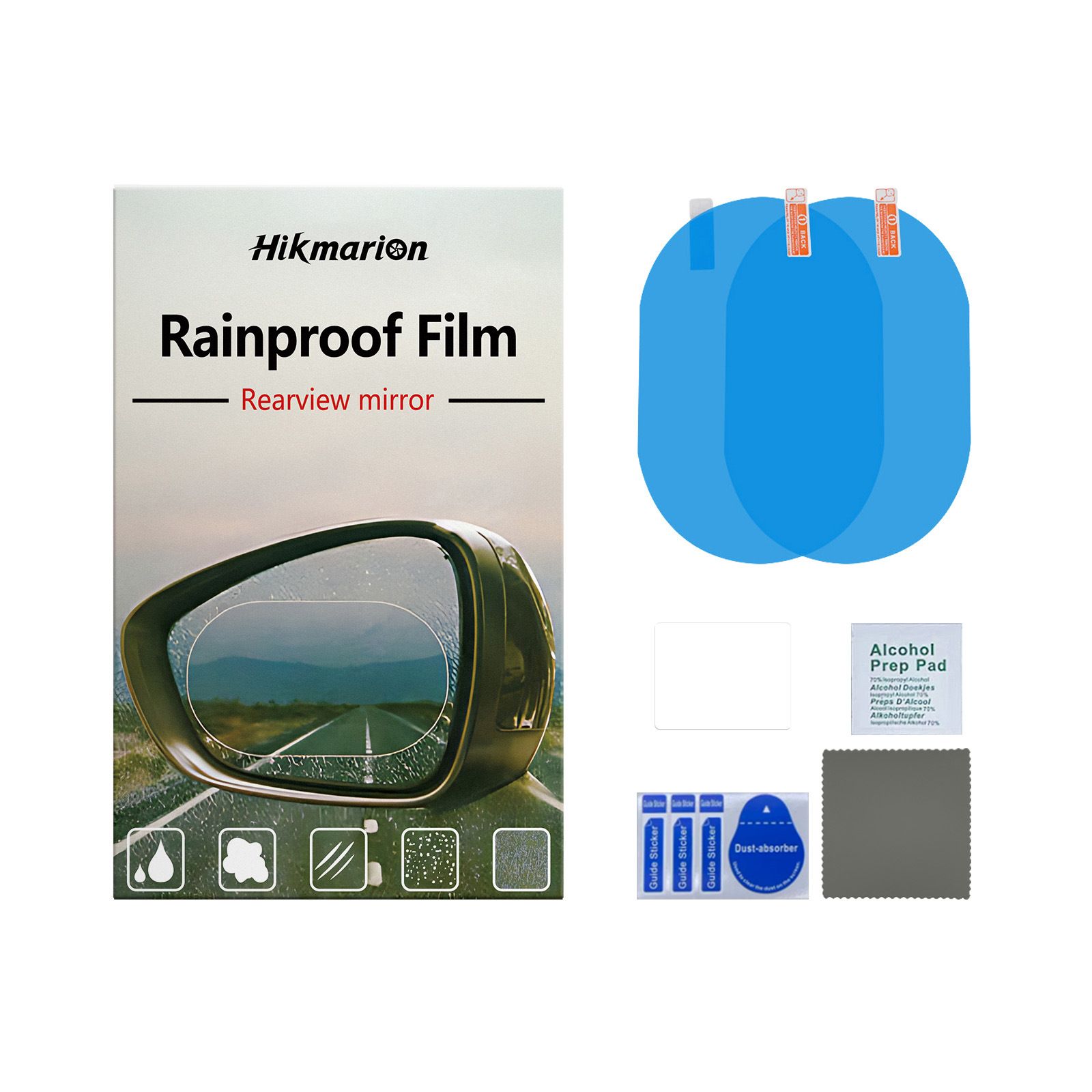 2 Set of Car Rearview Mirror HD Rainproof Film with Complete Installation Tool Kit – Anti Fog Waterproof Protective Shield Sticker, Hydrophobic Glare-Reducing Clear Membrane - Image 1