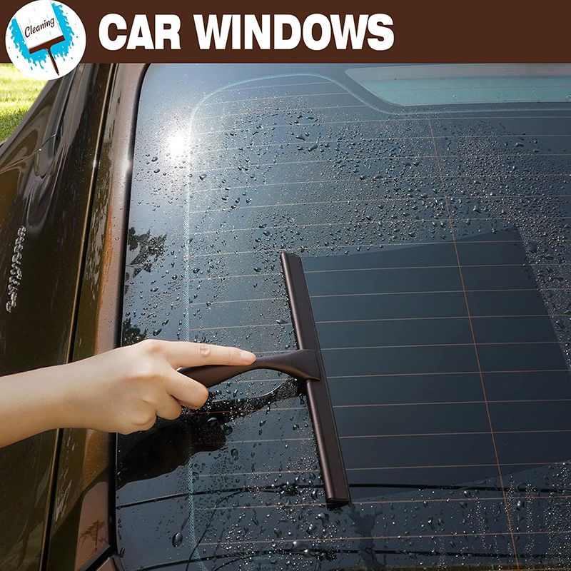 Silver Stainless Steel Glass Squeegee for Car Windshield & Countertop – 10 inch Hydrophobic Window Cleaner & Squeegee Blade with Adhesive Holder Hook - Image 3