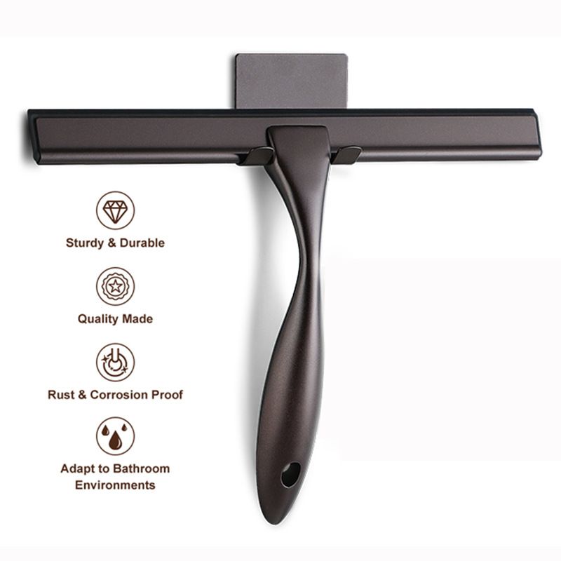 Silver Stainless Steel Glass Squeegee for Car Windshield & Countertop - 10 inch Hydrophobic Window Cleaner and Squeegee Blade with Adhesive Holder Hook & 4 Replacement Silicone Blades - Image 6