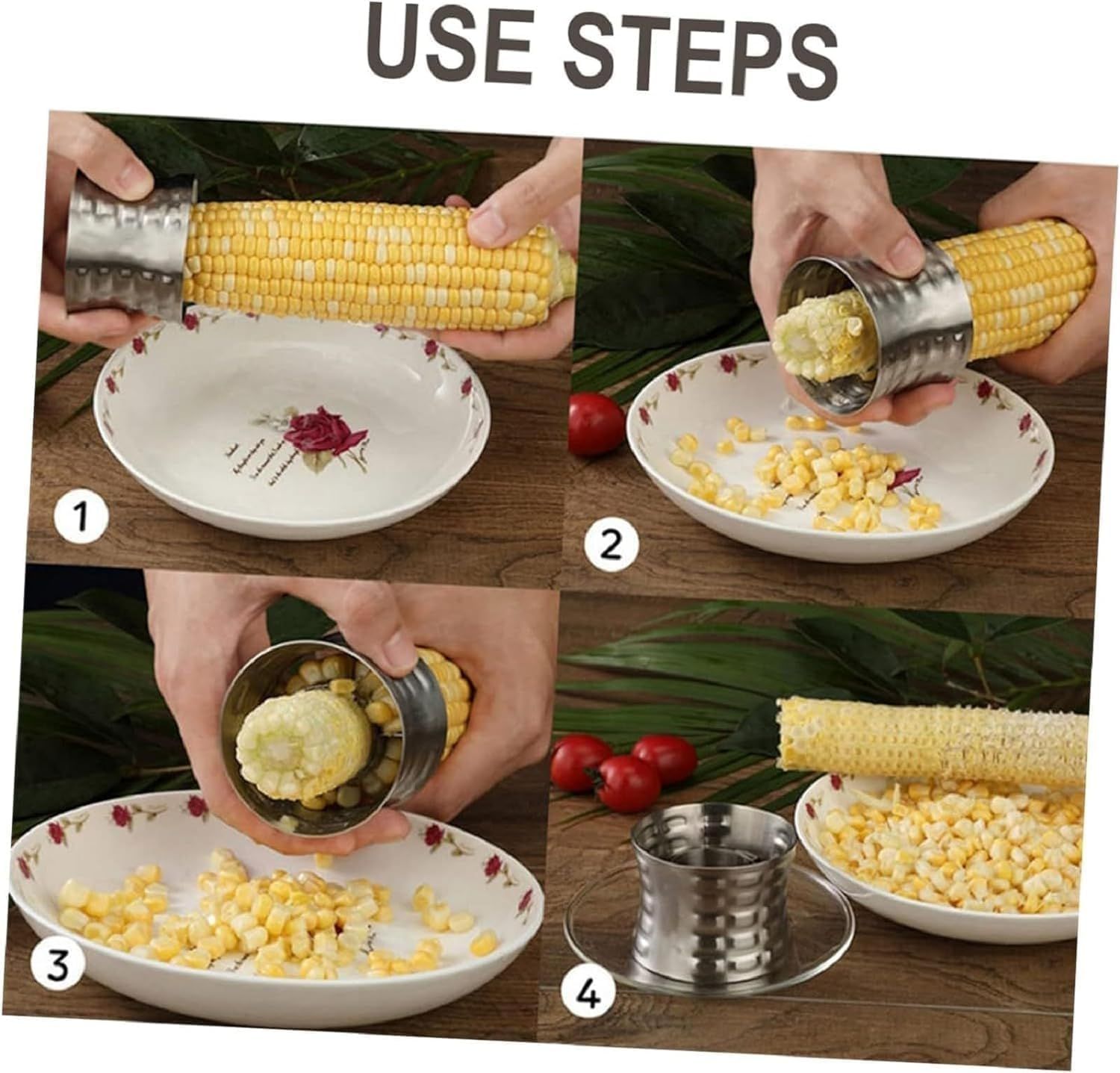 2-Pack Premium Stainless Steel Manual Corn Thresher Peeler and Cob Cutter with Safe Hidden Dual-Head Serrated Blades & Non-Slip Grip, Round & Triangle Model - Image 4