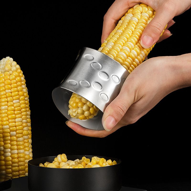 2-Pack Premium Stainless Steel Manual Corn Thresher Peeler and Cob Cutter with Safe Hidden Dual-Head Serrated Blades & Non-Slip Grip, Round & Triangle Model - Image 5