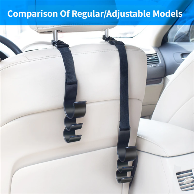 2PCS Multifunctional Car Seat Back Triple Hooks Organizer for Purses Umbrellas Bags – Heavy Duty 15kg Easy Install Headrest Hangers for Car Interior Storage, Adjustable 23cm - Image 4