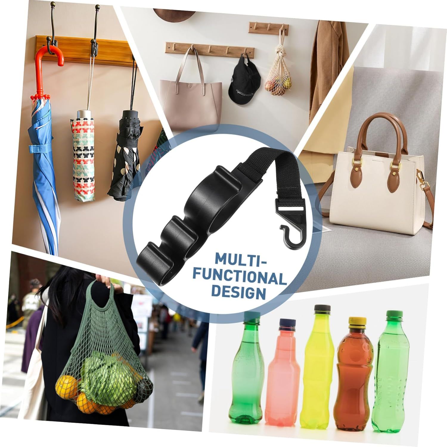 2PCS Multifunctional Car Seat Back Triple Hooks Organizer for Purses Umbrellas Bags – Heavy Duty 15kg Easy Install Headrest Hangers for Car Interior Storage, Adjustable 23cm - Image 6