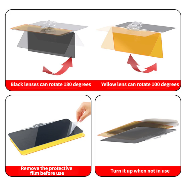 2-in-1 Car Anti-Glare Visor Extender – Day & Night Driving HD Goggles and Shield for Sun Blinding High Beams Fog & Snow Reflection Protection - Image 2