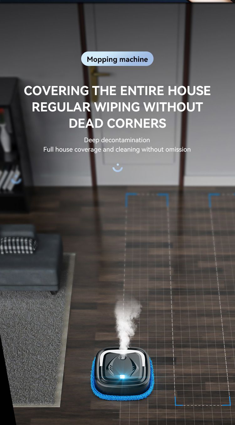 Black P6 Smart Robotic Mop and Floor Cleaner for Full Home Cleansing – High Power, Wet & Dry Dual Use, Obstacle Sensing, Spray Humidifier, 2.5H USB Rechargeable Long Battery Life and 8cm Low-Profile Body, Large 25X 25CM Advanced Mopping Pad (EOFY Promotio - Image 7