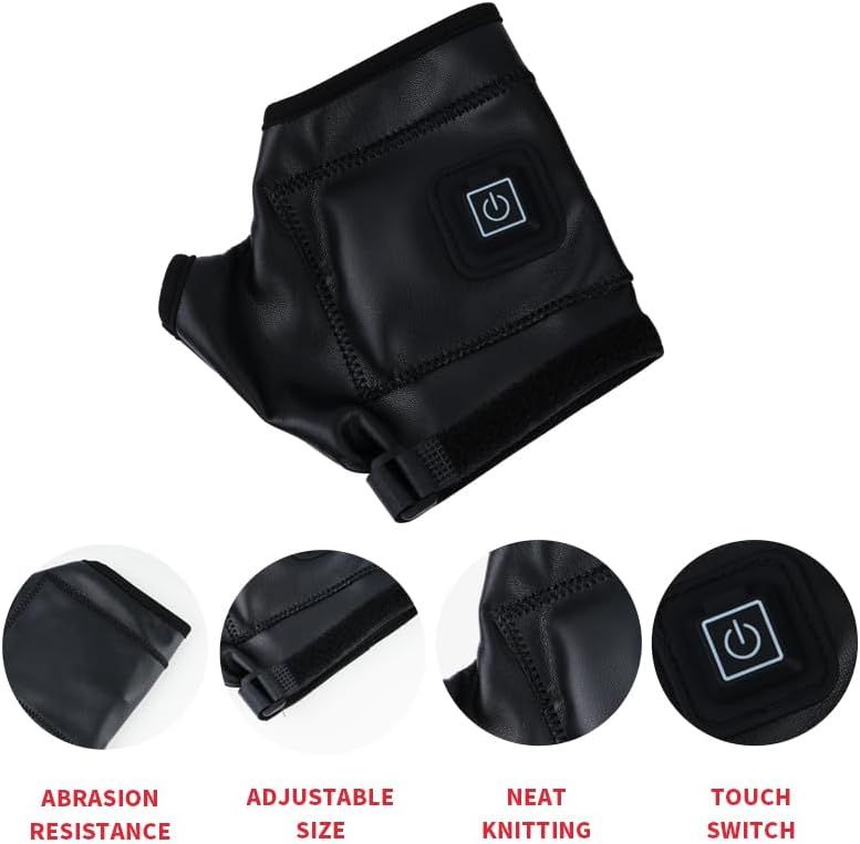 1 Pairs Wireless Electric 3 Levels Heated Fingerless Gloves  with Windproof Waterproof PU Leather, USB-C Rechargeable Outdoor Activities Hand Warmer for Men Women Riding Home Office - Image 6