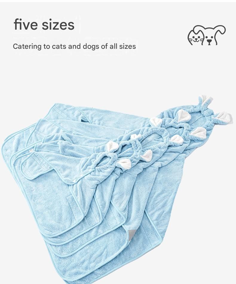 Blue XL size Pet Drying Robe with Hood - Quick Dry Coral Fleece Towel for Dogs and Cats, Super Absorbent Bathrobe with Cute Rabbit Ears, Adjustable Fit for All Sizes, Easy to Wear and Machine Washable - Image 8
