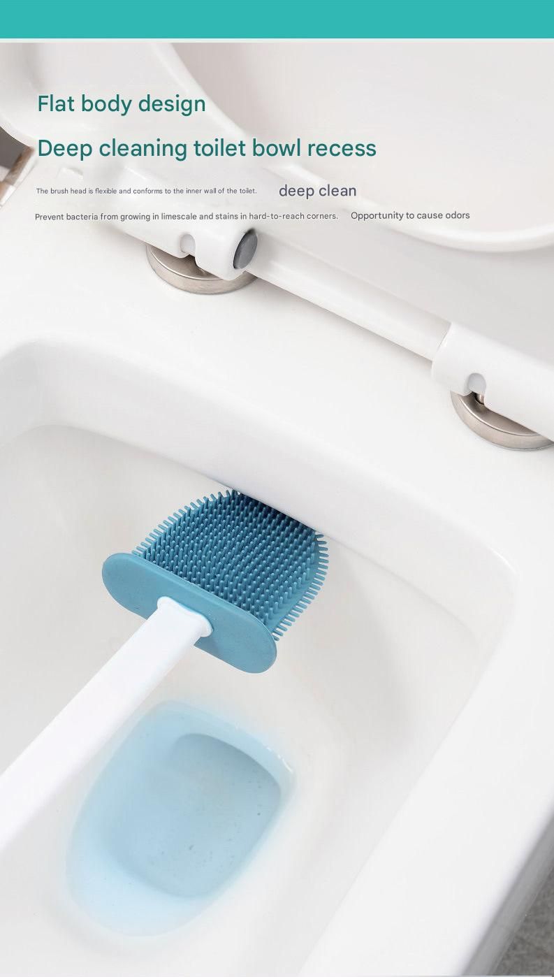 White Toilet Brush Set with Holder - 3-in-1 Wall Mounted Bathroom Cleaning Kit, TPR Soft Bristle & 360° Globe Brush, No-Drill Adhesive Base, Space Saving Design for Home, Apartment, Rental - Image 5