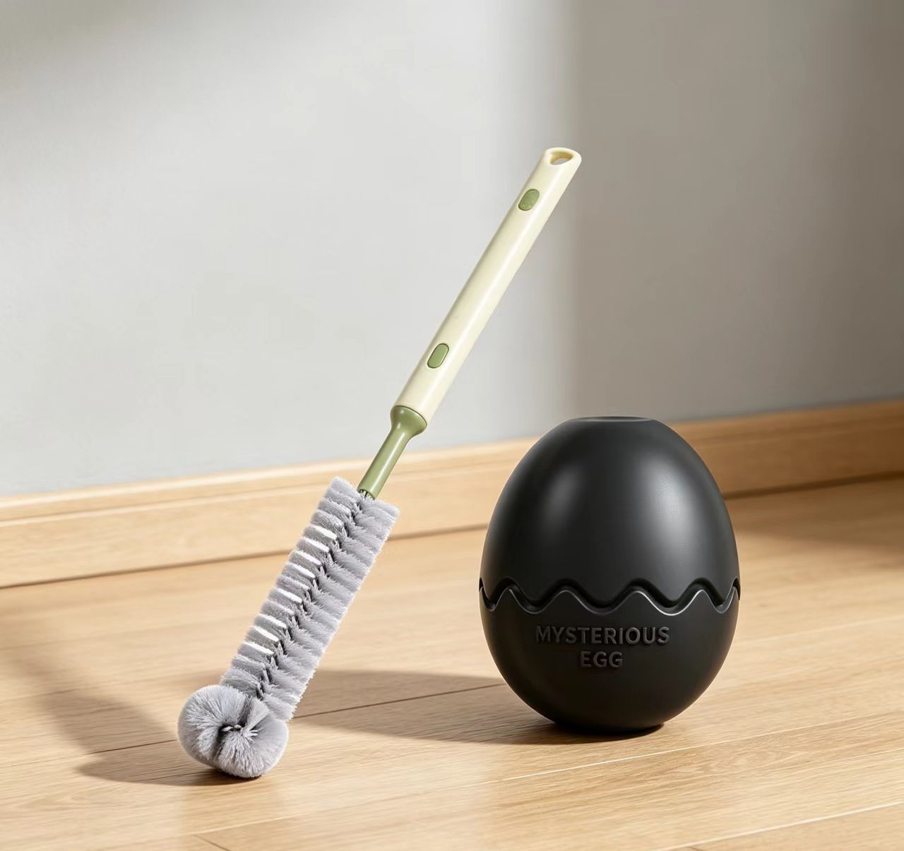 2-piece Black Dinosaur Egg Dog Slow Feeder Toy Set with Cleaning Brush - TPR Interactive Treat Dispenser for Mental Stimulation, Anxiety Relief and Healthy Digestion - Includes Extendable Brush for Easy Cleaning - Image 1