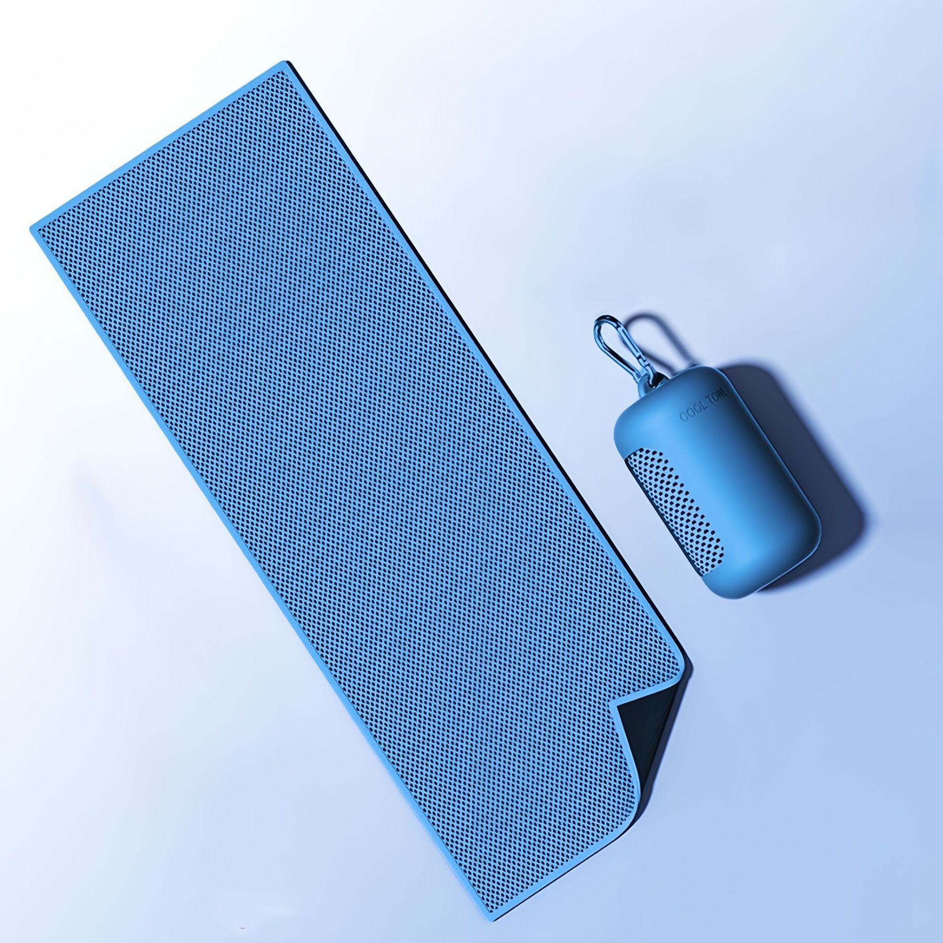 Sky blue Cooling Towel with Silicone Case - Quick Dry Ice Towel for Sports, Gym, Running, Hiking, Breathable Microfiber Fabric with Instant Cooling Effect, Portable Lightweight Design - Image 1