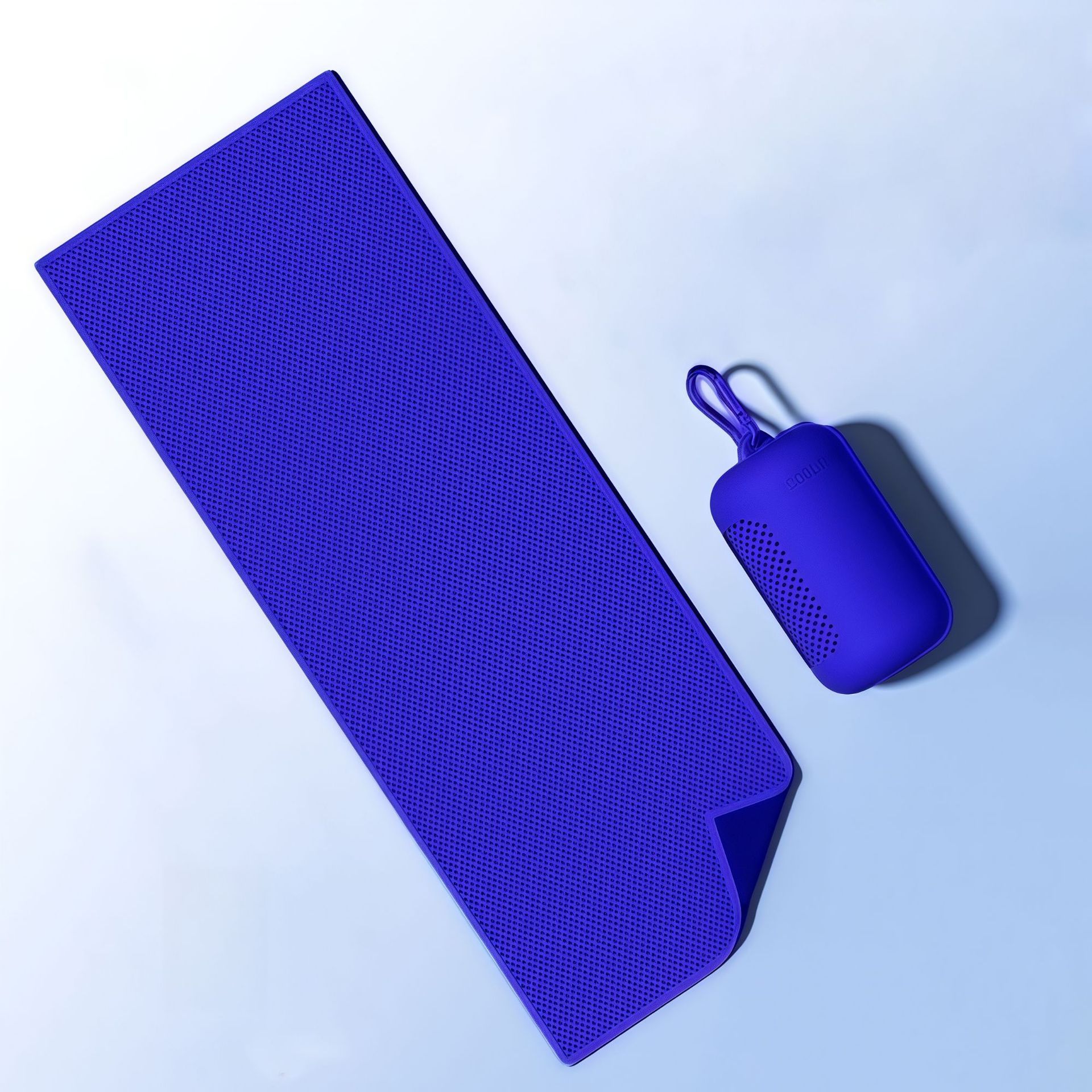 Dark blue Cooling Towel with Silicone Case - Quick Dry Ice Towel for Sports, Gym, Running, Hiking, Breathable Microfiber Fabric with Instant Cooling Effect, Portable Lightweight Design - Image 1