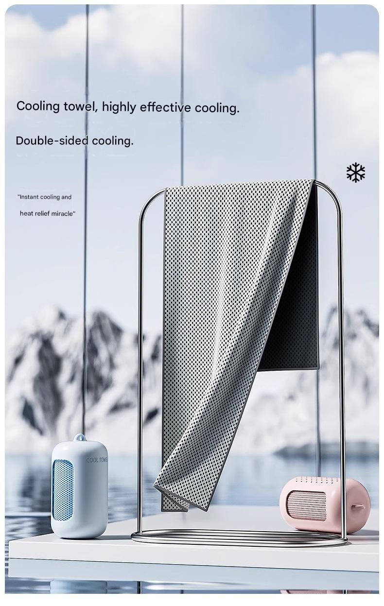 Dark blue Cooling Towel with Silicone Case - Quick Dry Ice Towel for Sports, Gym, Running, Hiking, Breathable Microfiber Fabric with Instant Cooling Effect, Portable Lightweight Design - Image 2