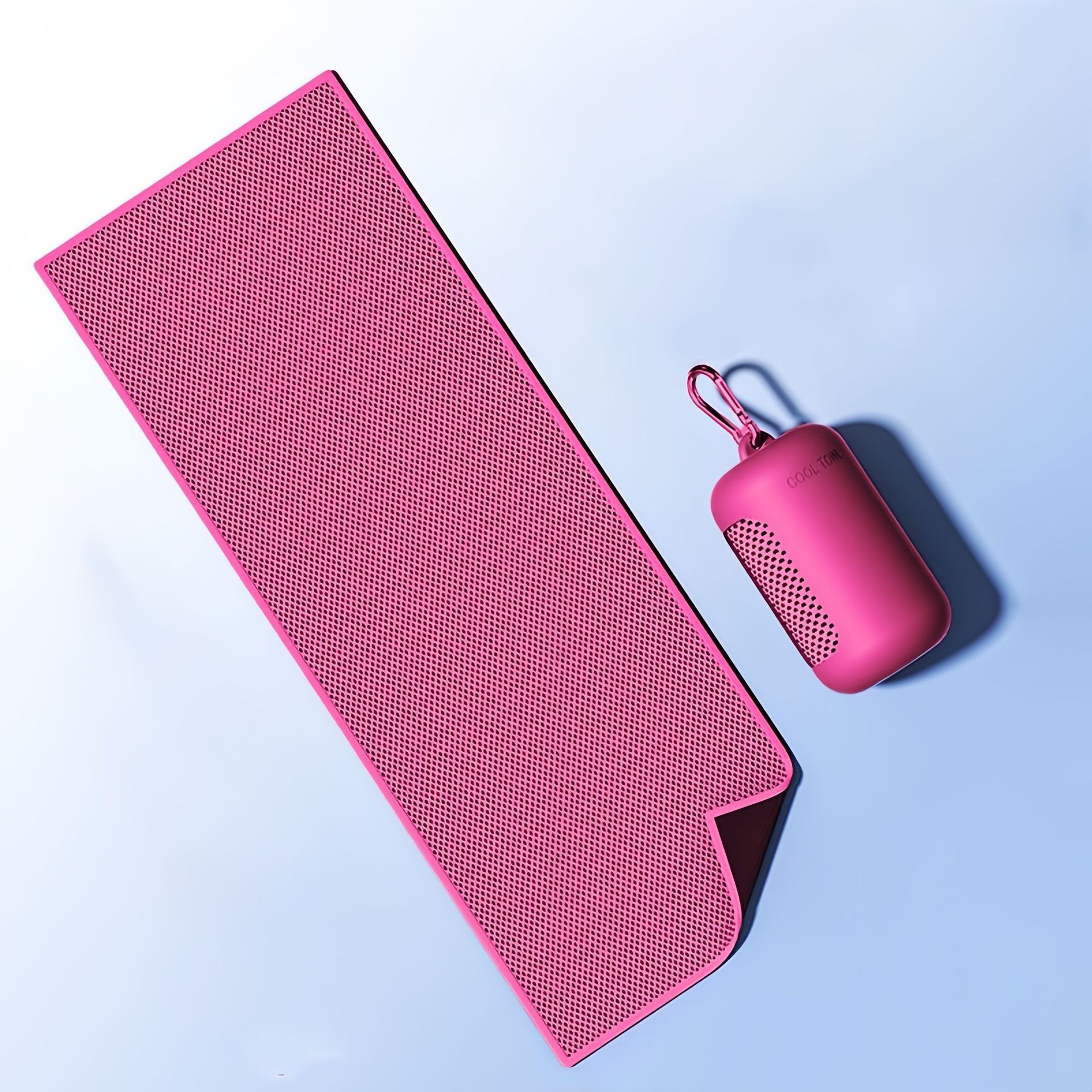 Rose red Cooling Towel with Silicone Case - Quick Dry Ice Towel for Sports, Gym, Running, Hiking, Breathable Microfiber Fabric with Instant Cooling Effect, Portable Lightweight Design - Image 1