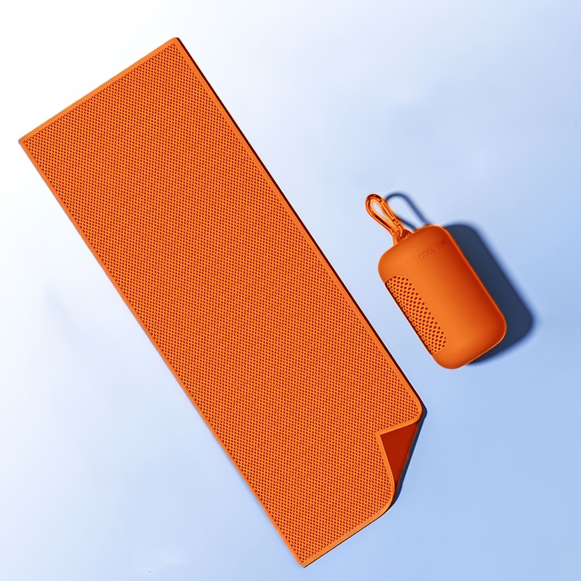 Orange Cooling Towel with Silicone Case - Quick Dry Ice Towel for Sports, Gym, Running, Hiking, Breathable Microfiber Fabric with Instant Cooling Effect, Portable Lightweight Design - Image 1