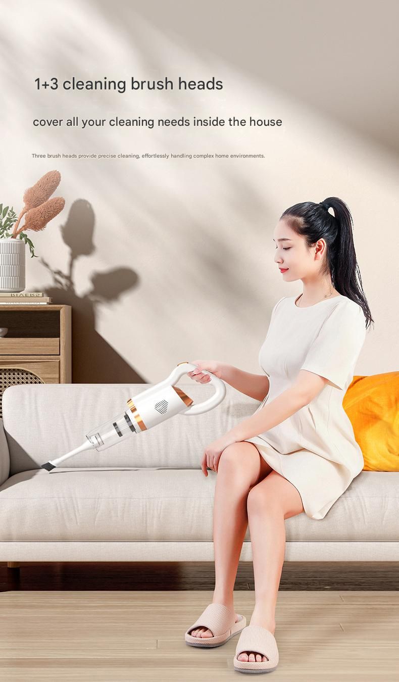 White Cordless Handheld Vacuum Cleaner - 8500Pa Powerful Suction, 700mL Dust Cup, USB Rechargeable with 2000mAh Battery, 3 Brush Heads, 2 Extension Rods, Lightweight Stick Vacuum for Home, Car, Pet Hair, Carpet and Hardwood Floor Cleaning - Image 6