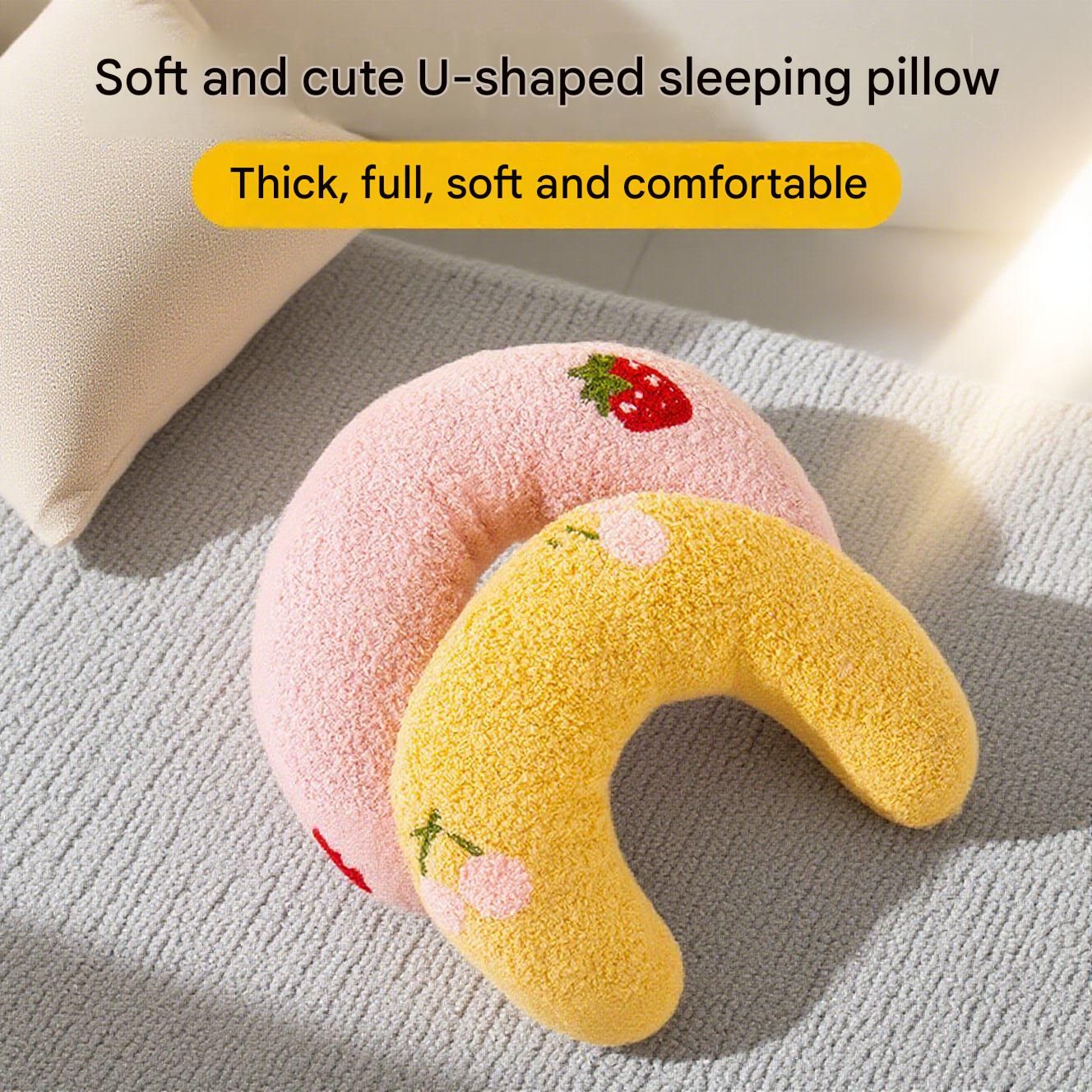 Blue Pet U-Shaped Pillow - Soft Teddy Velvet Neck Support Cushion for Dogs and Cats, Deep Sleep Aid with Embroidered Design, Lightweight and Comfortable Pet Bed Accessory - Image 3