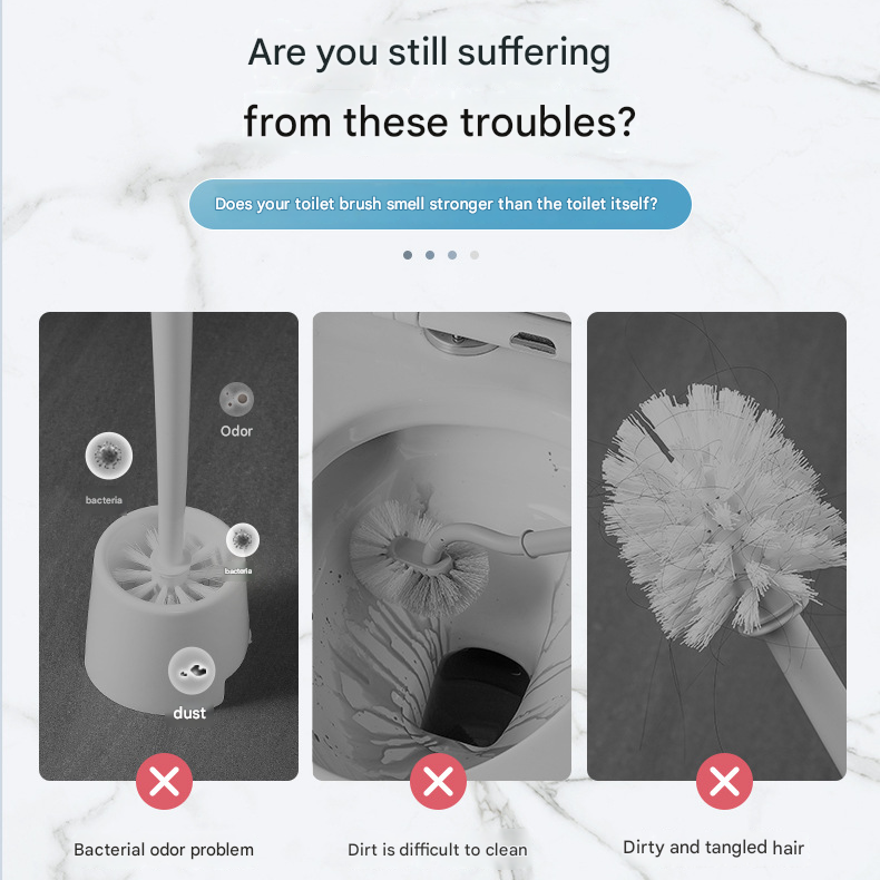 White and Grey Disposable Toilet Brush with Wall Mount Holder set - No Touch Replacement System, 360 Degree Rotating Head with Built-in Cleaning Solution, Space Saving Bathroom Cleaner for Homes - Image 3