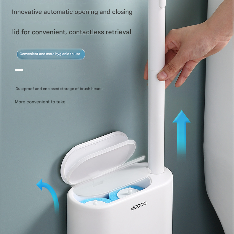Beige Disposable Toilet Brush with Wall Mount Holder set - No Touch Replacement System, 360 Degree Rotating Head with Built-in Cleaning Solution, Space Saving Bathroom Cleaner for Homes - Image 4