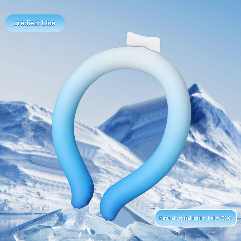 Gradient Blue Instant Cool PCM Neck Ring - 28°C Phase Change Material for Sweat-Free Relief - Ultra-Light 135g Comfort for Sports, Office, and Summer Travel - Image 1