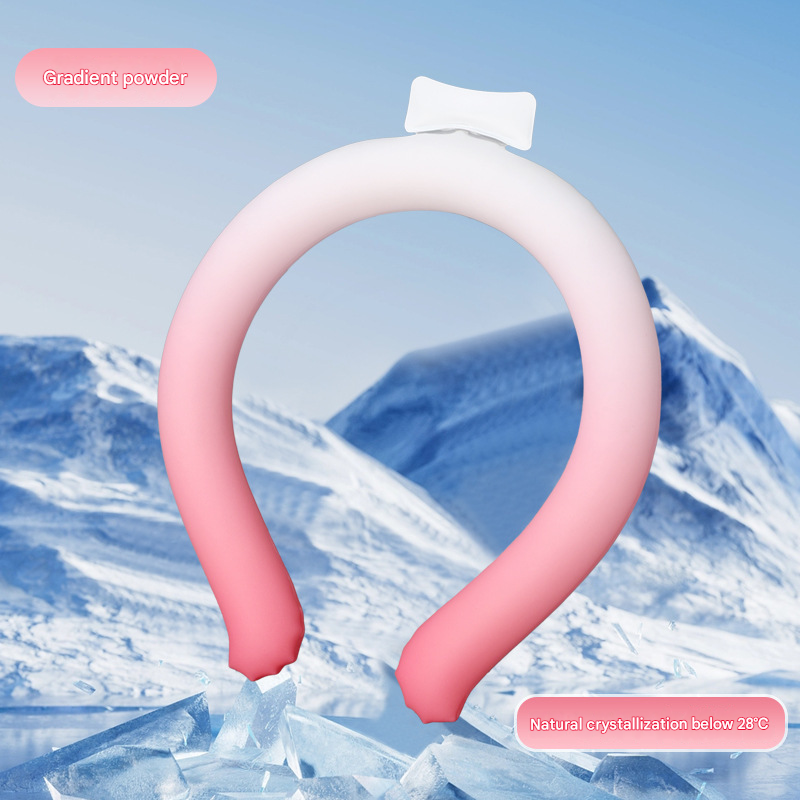 Gradient Pink Instant Cool PCM Neck Ring - 28°C Phase Change Material for Sweat-Free Relief - Ultra-Light 135g Comfort for Sports, Office, and Summer Travel - Image 1