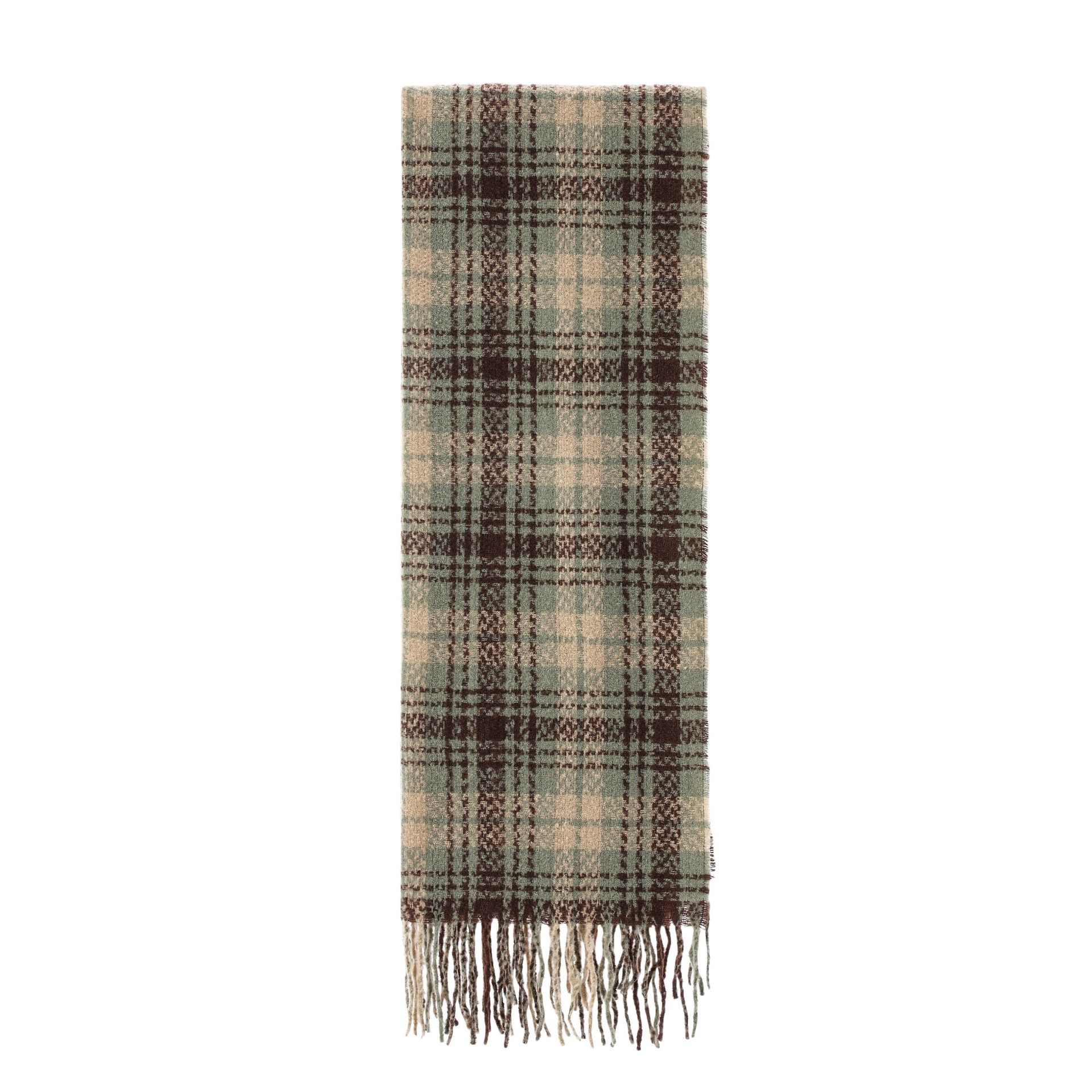 Striped Wool-Blend Beanie & Plaid Fringed Scarf Set — Soft Knit Hat (36 x 26 cm) and Oversized Shawl (200 x 65 cm); A Must-Have for Christmas and Cold Weather - Image 5