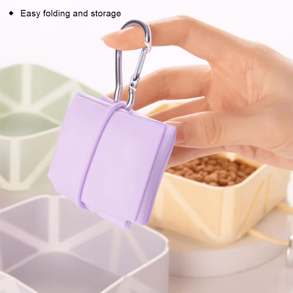 2-Pack Purple Portable Silicone Pet Travel Bowl - Foldable Outdoor Water & Food Dish for Dogs & Cats - Eco-Friendly, Lightweight & Durable with Aluminum Carabiner for Walking, Hiking & Camping - Image 3