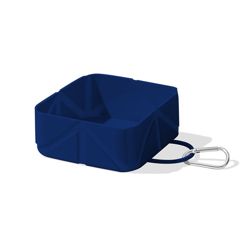2-Pack Blue Portable Silicone Pet Travel Bowl - Foldable Outdoor Water & Food Dish for Dogs & Cats - Eco-Friendly, Lightweight & Durable with Aluminum Carabiner for Walking, Hiking & Camping - Image 1