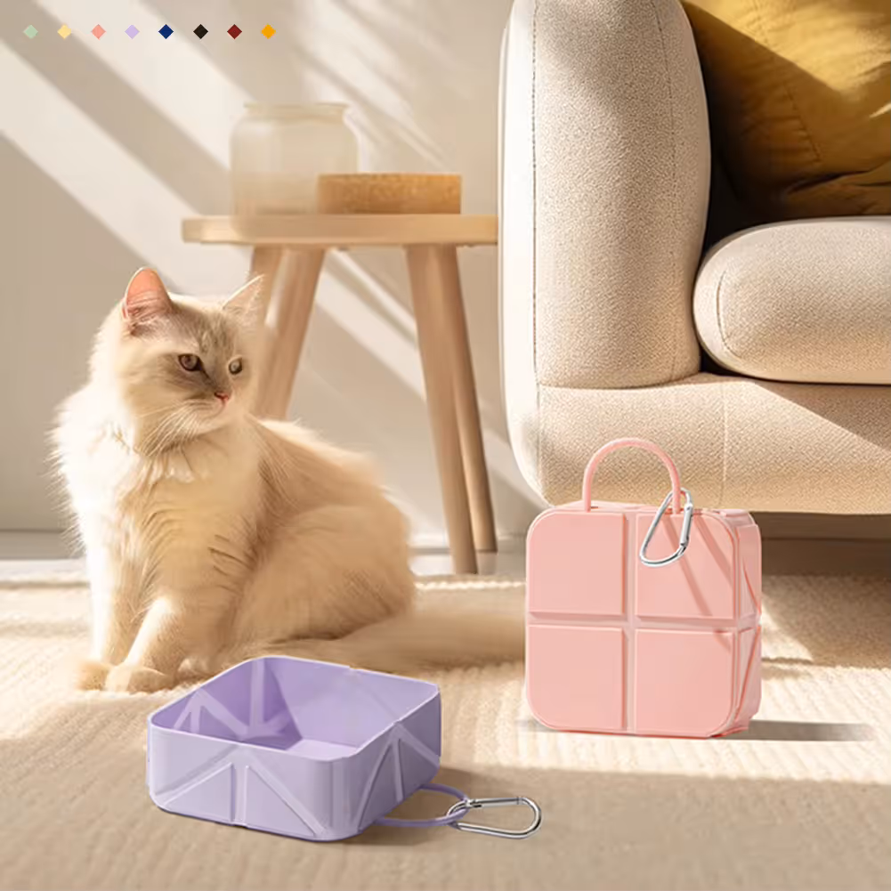 2-Pack Blue Portable Silicone Pet Travel Bowl - Foldable Outdoor Water & Food Dish for Dogs & Cats - Eco-Friendly, Lightweight & Durable with Aluminum Carabiner for Walking, Hiking & Camping - Image 2