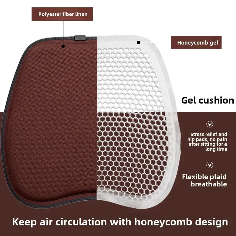 Purple Universal Honeycomb Gel Seat Cushion - Breathable Cooling Pad for Car & Office - Ergonomic Pressure Relief & Non-Slip Design for Long Sitting - Image 2