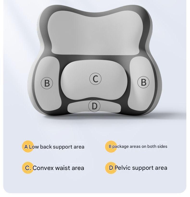 Two-tone Beige-Gray Ergonomic Memory Foam Lumbar Support Cushion for Office Chair, Adjustable Lower Back Pillow with Dual Side Support, Orthopedic Back Rest for Desk Chair, Car Seat and Home Office - Image 5