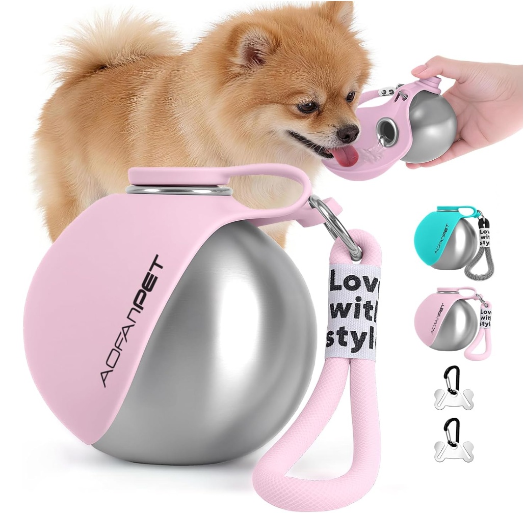 Creative Portable Outdoor Pet Water Bottle - Stainless Steel Dog Water Cup with Dispenser Bowl for Travel Hiking Walking - Image 1