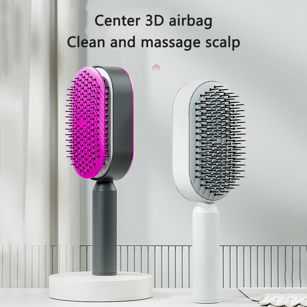 Self Cleaning Hair Brush for Women - One-Key Cleaning, Airbag Scalp Massage, Anti-Static Comb for Home & Travel Use - Image 5