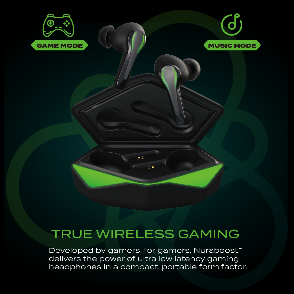 Matte Black Nuraboost Edge Ultra Low Latency Bluetooth 5.0 Gaming True Wireless Earbuds - Free AU/NZ Shipping - Image 2