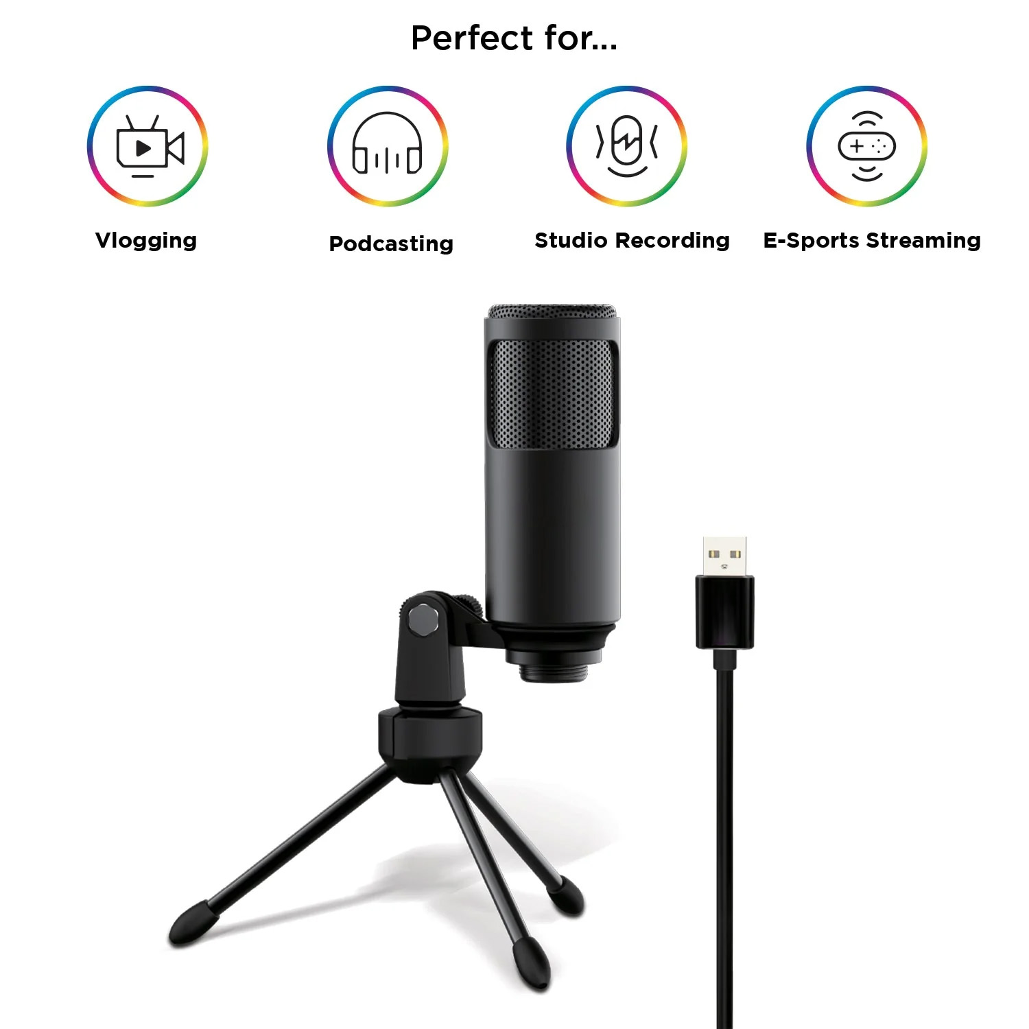 Sonictrek Studio Streaming Podcaster USB Microphone With Desk Tripod - Image 4