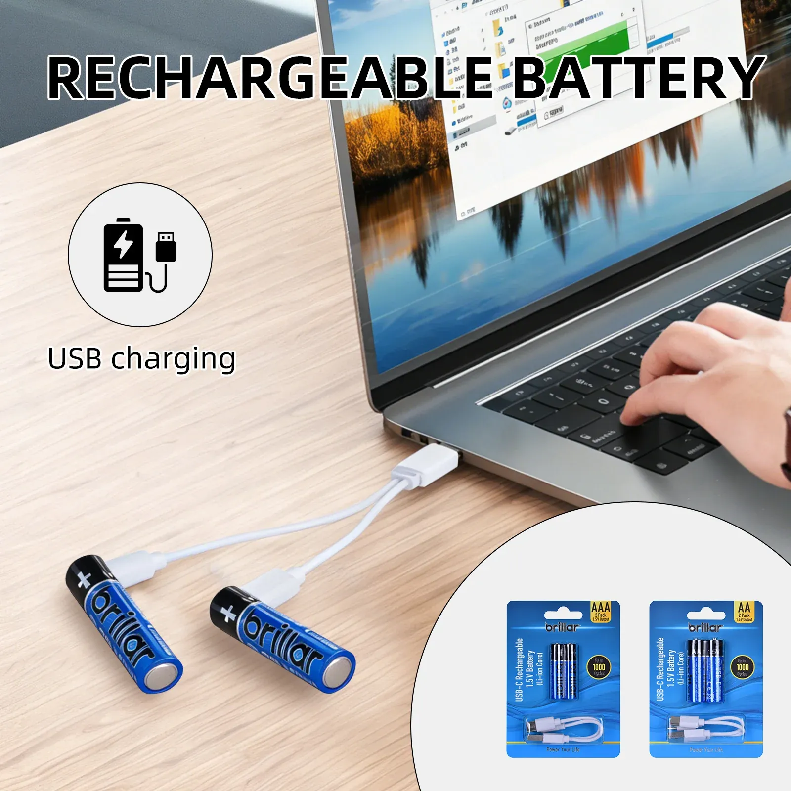 2 PCS AA USB Rechargeable LI-ION Battery - Image 4