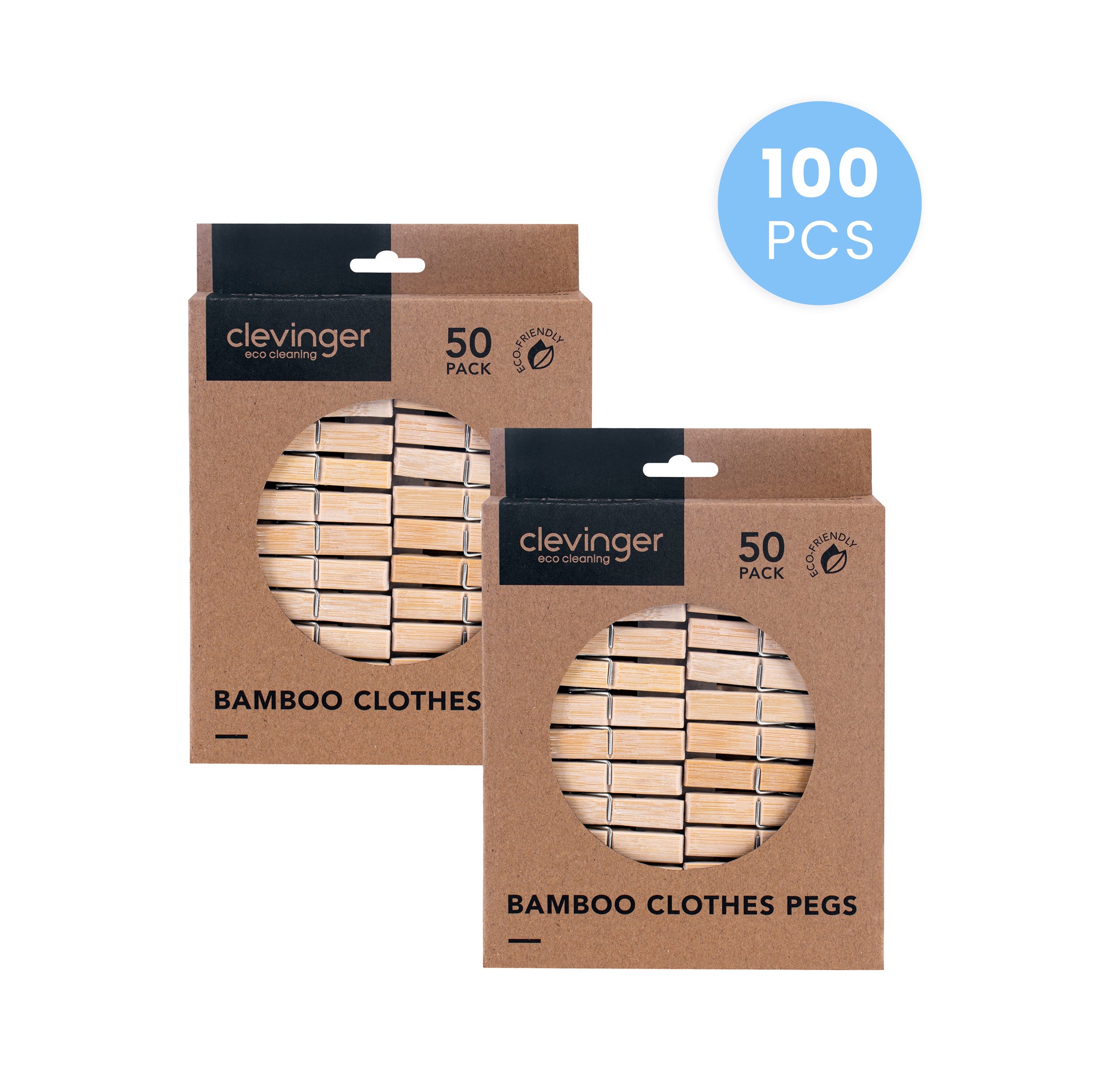 100 Pcs Eco Bamboo Clothes Pegs - Image 1