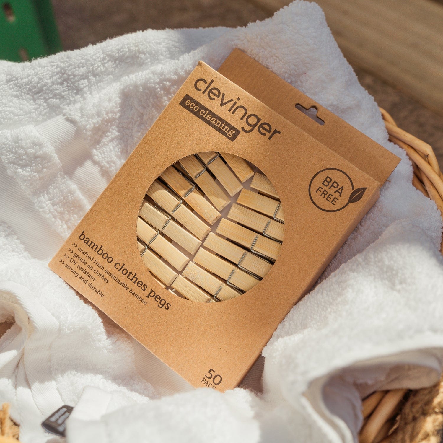 100 Pcs Eco Bamboo Clothes Pegs - Image 3