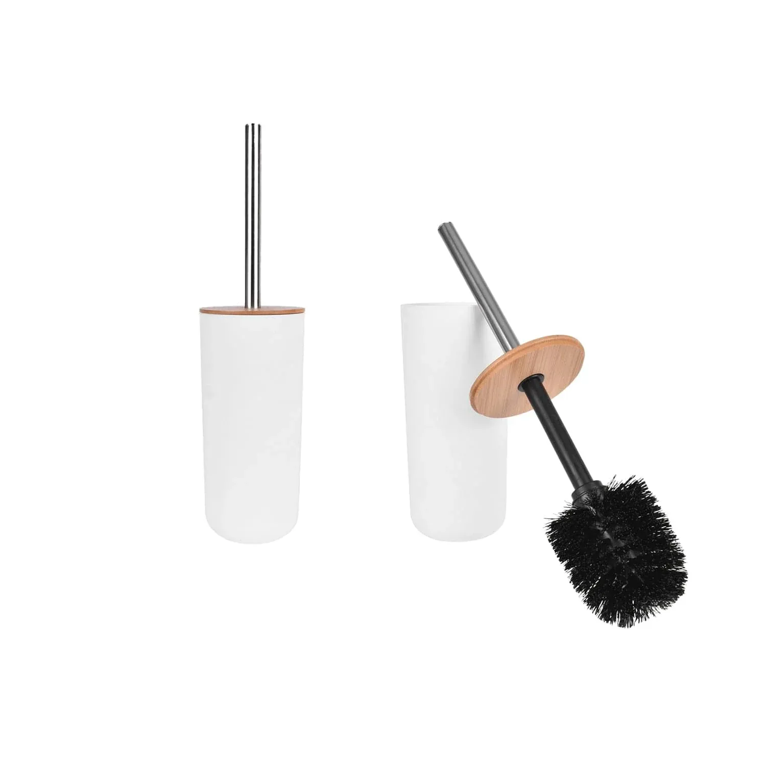 2 Pcs Bamboo-Lid Toilet Brush – Clevinger Collection, BPA-Free - Image 1