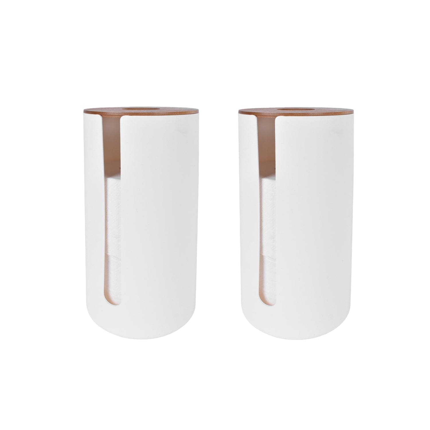 2 Pcs Bamboo Lid Toilet Roll Storage Holder – Clevinger Series, Eco-Friendly Moso Bamboo - Image 1