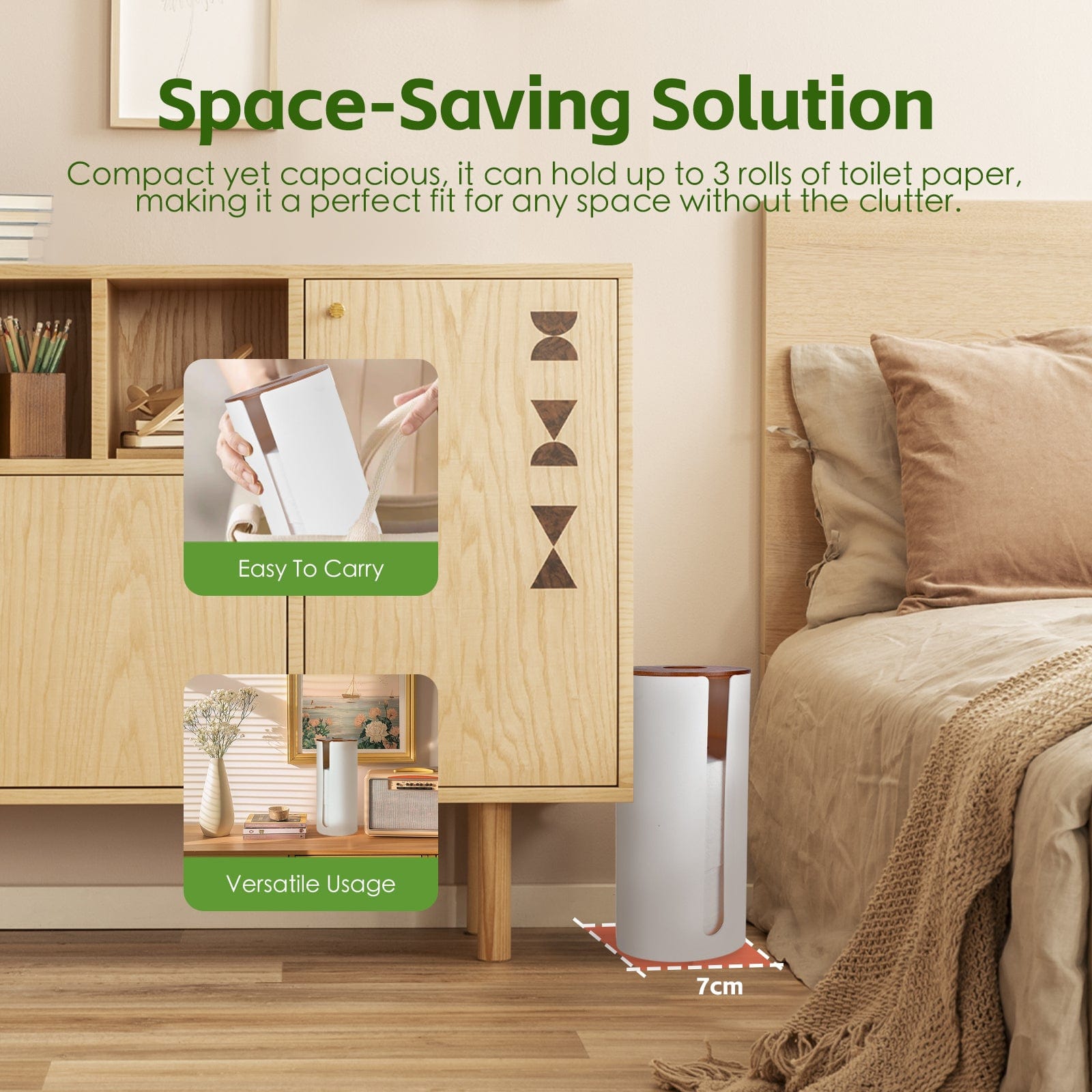 2 Pcs Bamboo Lid Toilet Roll Storage Holder – Clevinger Series, Eco-Friendly Moso Bamboo - Image 4
