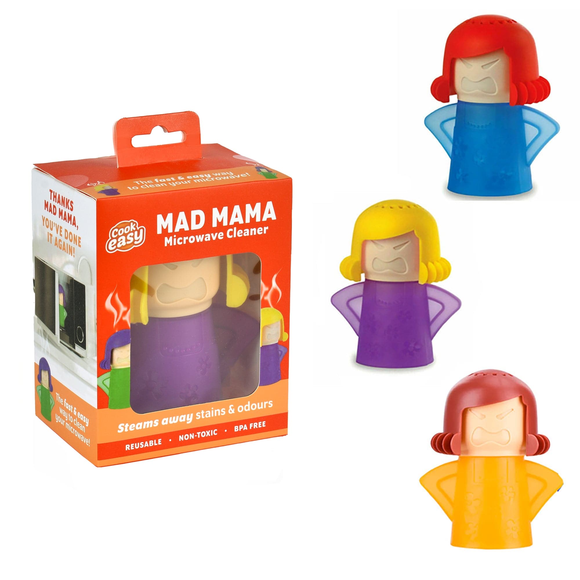 3 Pcs MAD MAMA Microwave Cleaner – BPA-Free Steam Cleaning (Assorted Colors) - Image 1