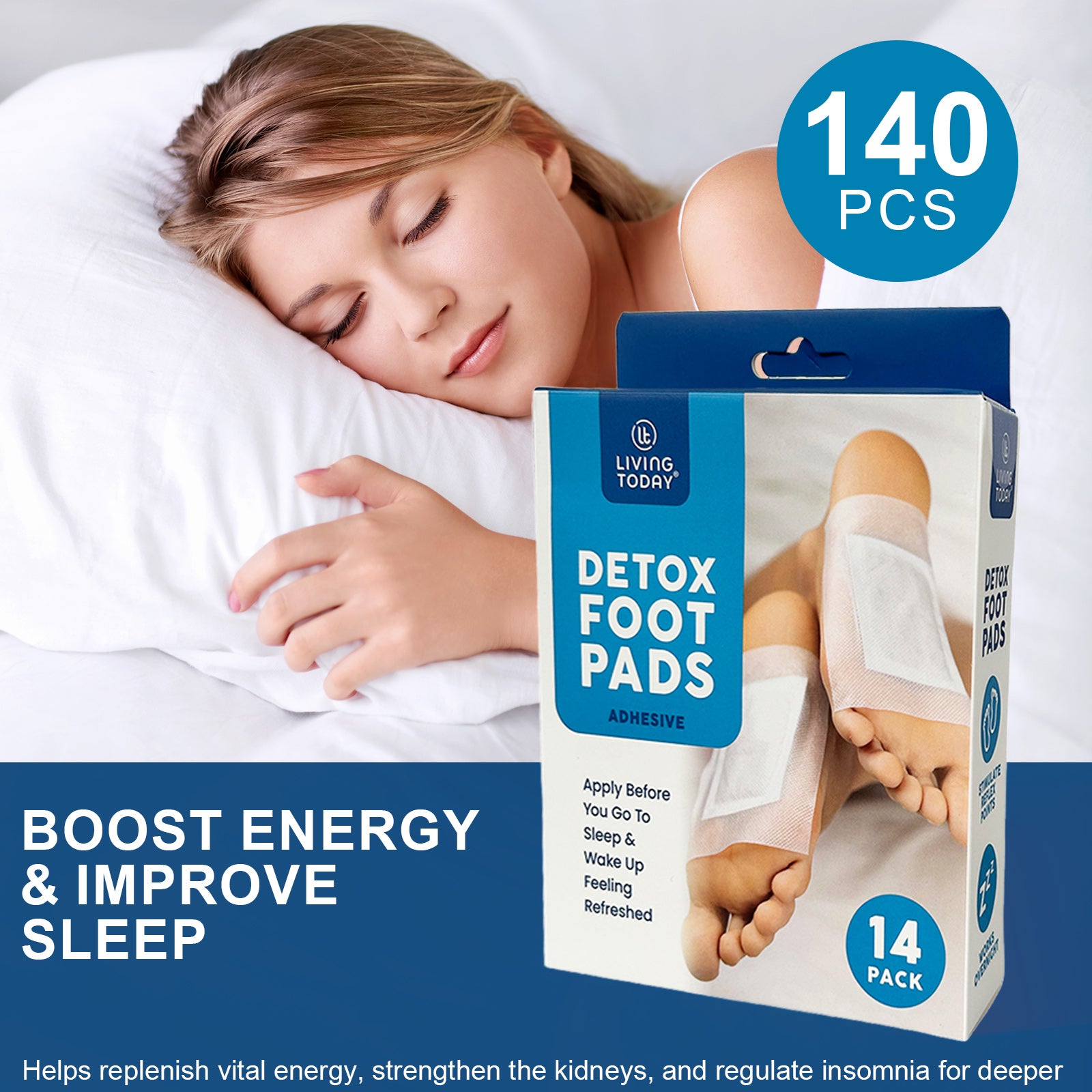 140 Pcs  Cleansing Detox Foot Pads – 100% Natural Herbal Detox Patches (12 × 10 cm) - Image 1