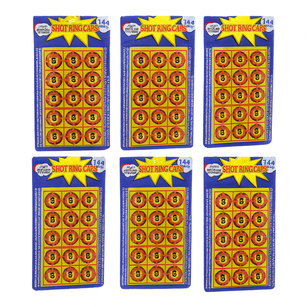6 Cards of 8-Shot Ring Caps – 144 Shots Each, Total 684 Shots – Toy Gun Cap Refills - Image 1