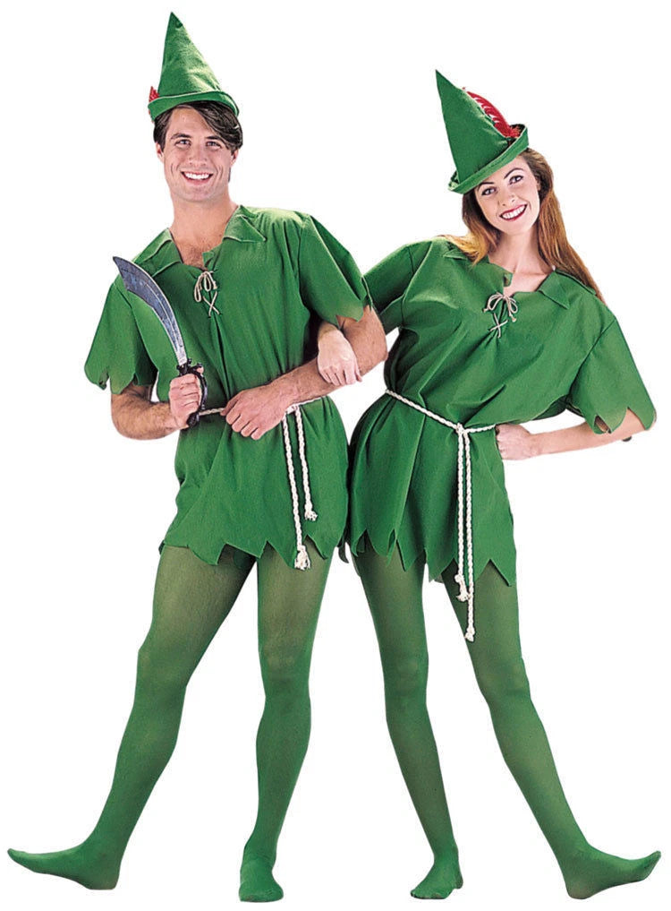 Peter Pan Fancy Dress Up Party Costume Elf Robin Hood Peter Pan Adult Unisex - Image 1