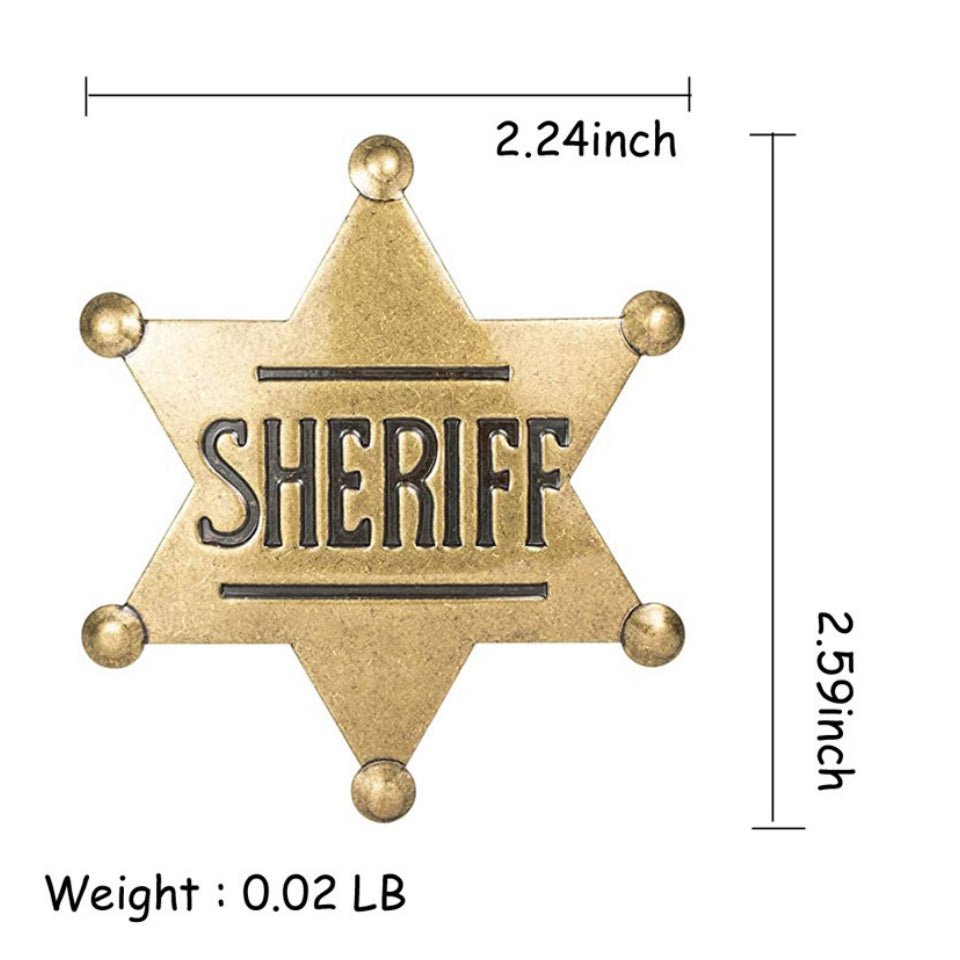 METAL SHERIFF BADGE ASSORTED COLOURS - Ancient Bronze - Image 5