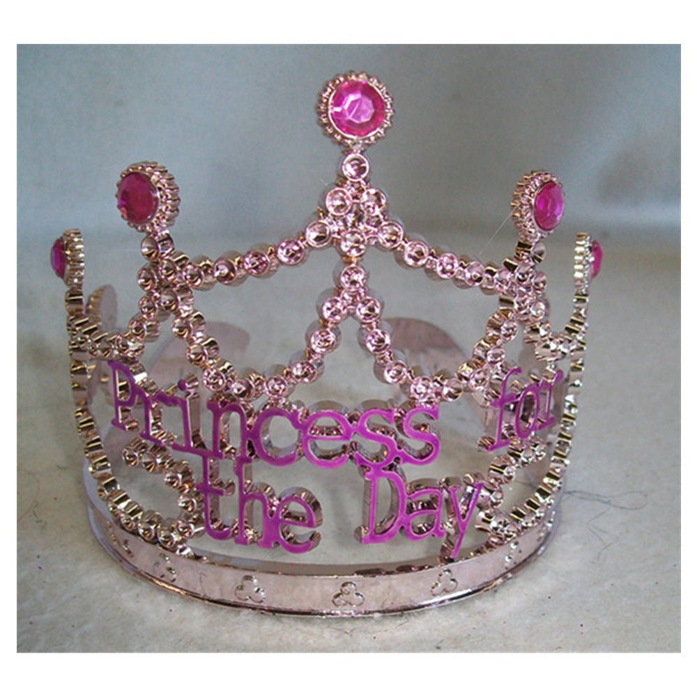 Princess for the Day Tiara – Silver Rhinestone Crown with Pink Lettering - Silver - Image 6