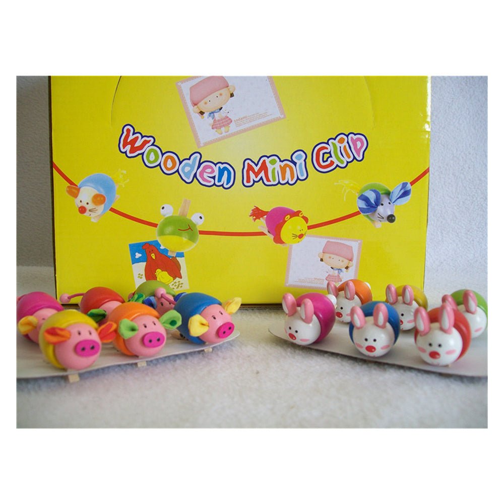 6 X packs of  6 Wooden mini clips - Image 1