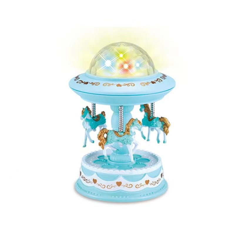 Blue Music Box Musical Carousel Horse LED Carousel Toy Child Birthday Xmas Gift - Image 1