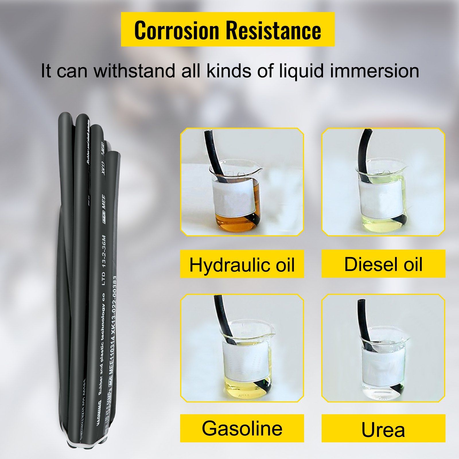 Hydraulic Hose 15m Rubber Hydraulic Hoses with 2 High-Tensile Steel Wire Braid, Inner Diameter 1/2 Inch, 5000 PSI Max, Bulk Hydraulic Hose -40 °F to 250 °F, Hydraulic Oil Flexible Hose - Image 5